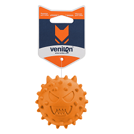 Игрушка для собак из каучука мяч игольчатый с пищалкой оранжевый, диаметр 63.5 мм