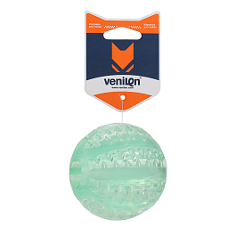 Игрушка для собак из TPR Мячик-Фан для чистки зубов, голубой, 7 см