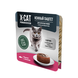 X-CAT ламистер для кошек  паштет с  лососем упаковка 15шт х 100г
