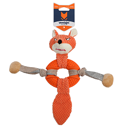 Игрушка для собак Лиса с пищалкой, Плюш и каучуковое кольцо, 42*35*10 см