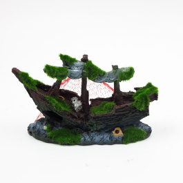 Aquanimal Грот "Шхуна затонувшая" 18x7x11 см