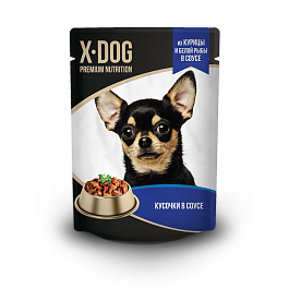 X-DOG пауч для собак  в соусе курица и белая рыба шоу-бокс 24шт х 85г 