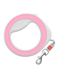 Поводок-рулетка круглая WAUDOG светло-серая/розовая