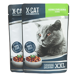 GINA Пауч X-CAT XXL 85г для кошек, утка в яблоках в соусе (уп 12шт)
