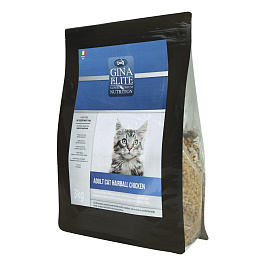 Gina Корм для взрослых кошек сухой Elite Cat Hairball Chicken 3 кг, курица, выведение комков шерсти из жкт  