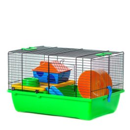 G034 Клетка для грызунов TEDDY LUX (GINO Color) + пластиковый комплект 420х290х260 (цветной прут)  INTER-ZOO