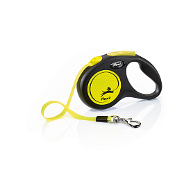 FLEXI Рулетка трос New Neon  S, 5м до 12кг, желтая