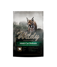 Wildy Корм для кошек с чувствительным пищеварением с индейкой  3 кг, сухой, Adult Cat Delicate