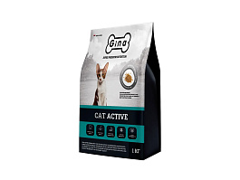 Gina Корм для кошек сухой Cat Active цыпленок, утка, рис, 1 кг Россия