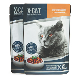 GINA Пауч X-CAT XXL 85г для кошек, индейка в сливочном соусе (уп 12шт)