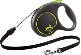 FLEXI Рулетка трос Black Design  M, 5м до 20кг, зеленая 