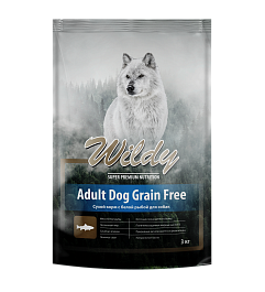 Wildy Корм беззерновой для собак с белой рыбой  3 кг, сухой, Adult DOG Grain Free