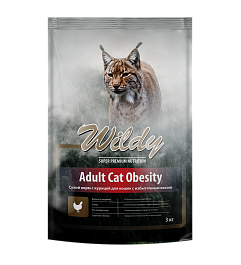 Wildy Корм для кошек с избыточным весом с курицей  3 кг, сухой. Adult CAT Obesity