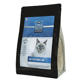 Gina Корм для взрослых кошек сухой Gina Elite Cat Sensible Lamb 1 кг, ягненок 