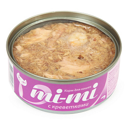 Mi-Mi 80г консервы с Креветками в желе для кошек и котят (24шт)