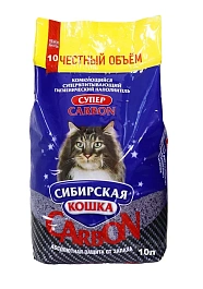 Сибирская кошка Наполнитель комкующийся с углем Супер CARBON 10 л
