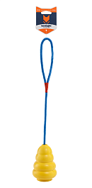 Игрушка для собак из каучука Тыква прочная с веревкой, желтая, 10 х 28 см