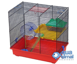 G043 Клетка для грызунов TEDDY LUX I (GINO I Color + PL) + пластиковый комплект 420х290х380 (цветной прут)  INTER-ZOO