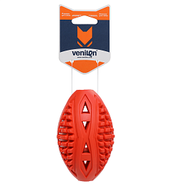 Игрушка для собак из каучука Мяч регби большой для чистки зубов, красный, 9.8 х 6.3 см