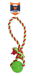 Игрушка для собак из TPR Бейсбольный мяч  с хлопчатобумажной веревкой для чистки зубов, зеленый, 6 х 30 см