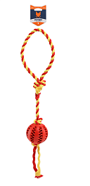 Игрушка для собак из каучука  Арбузный шарик с веревкой, красный, 7 х 50 см