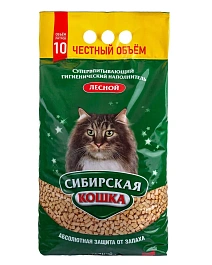 Сибирская кошка Наполнитель древесный Лесной 10 л 