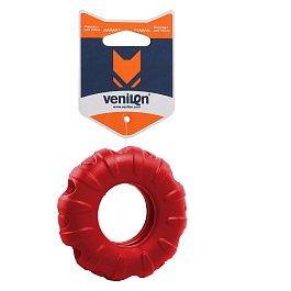 Игрушка для собак из каучука Колесо для лакомств, красное, с отверстиями  113*113*40mm