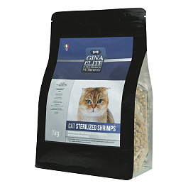 Gina Корм для взрослых кошек сухой Gina Elite Cat Sterilised Shrimps 1 кг, креветки 
