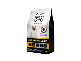 Корм для кошек сухой Gina Cat Rabbit & Rice кролик+рис, 1 кг (Россия)