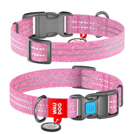 Ошейник WAUDOG Re-cotton, Розовый, ширина 25мм, длина 35-58см