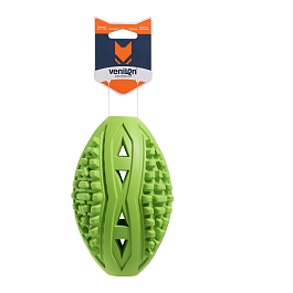 Игрушка для собак из каучука  Мяч регби большой для чистки зубов, зеленый, 14.5 х 8.7 см