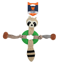 Игрушка для собак Енот с пищалкой ,Плюш и каучуковое кольцо, 42*35*10 см