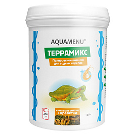 Террамикс с креветкой 250мл/60г - смесь для водных черепах (плавающие палочки Терра + креветка)  AQUAMENU 