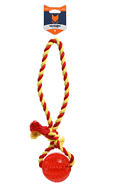 Игрушка для собак из TPR Бейсбольный мяч с хлопчатобумажной веревкой для чистки зубов, красный, 7 х 30 см