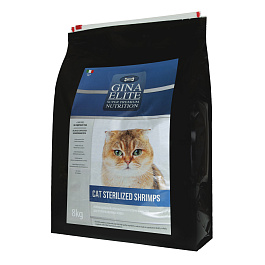 Gina Корм для взрослых кошек сухой Gina Elite Cat Sterilised Shrimps 8 кг, креветки